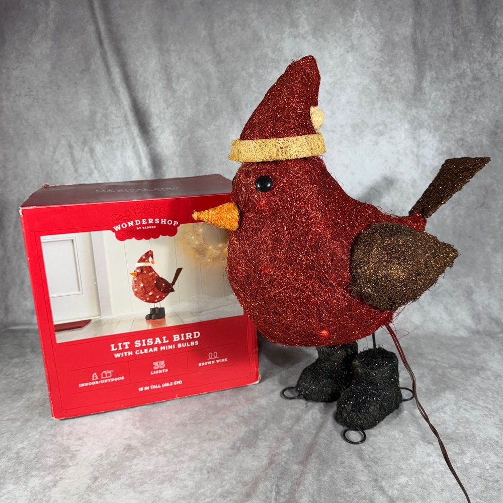 Target Wondershop Christmas Lit Sisal Bird Cardinal 19" Lighted Holiday Decor